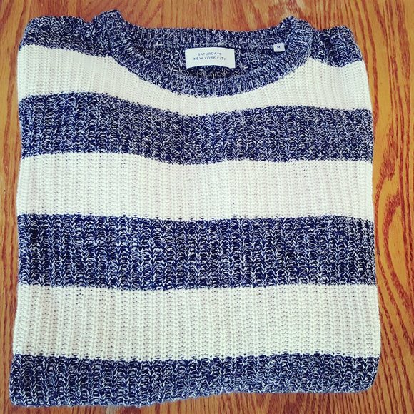 Saturdays New York City Loose Fit Stiped Sweater - Women L/(Mens M Tag) - Picture 1 of 7